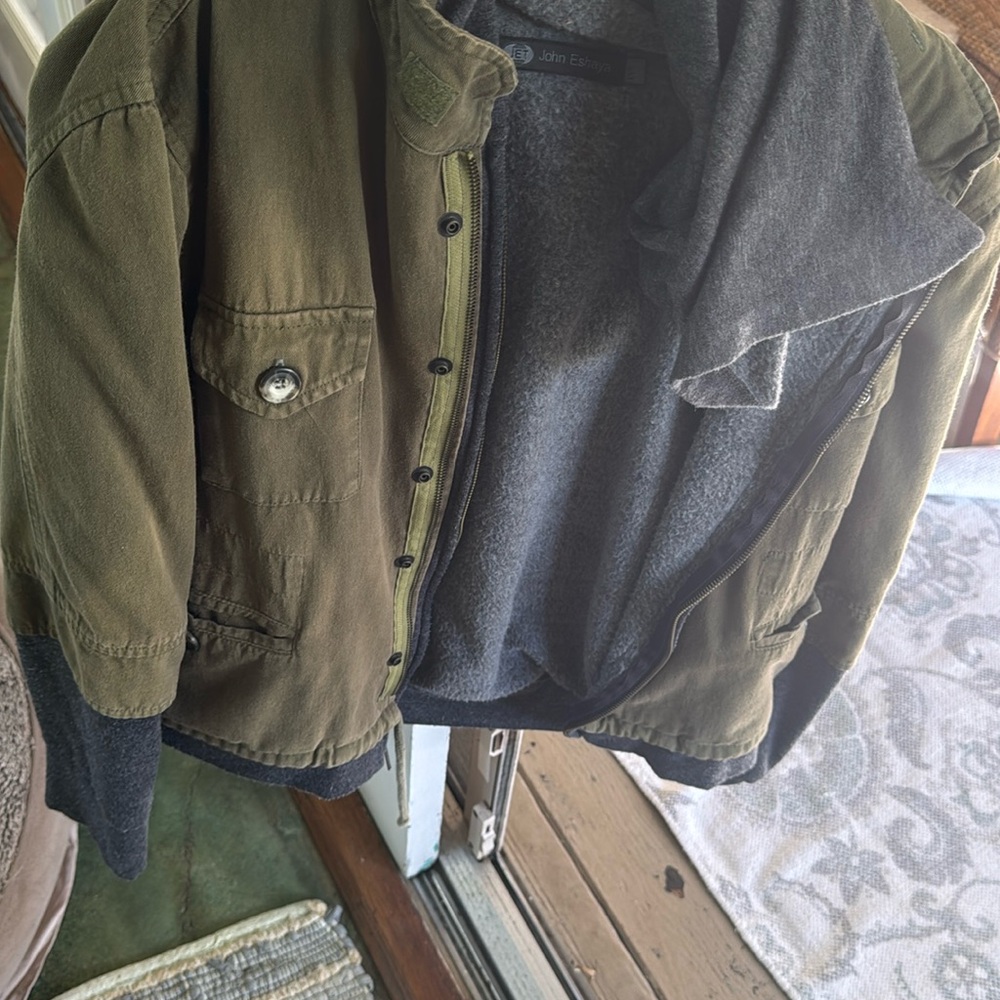John Eshaya cotton military jacket with fleece cotton inside